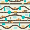 Tapeta: Seamless background. childrens pattern with roads, cars, trees,