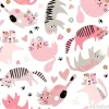 Tapeta: Seamless childish pattern with cute girl cats . creative kids