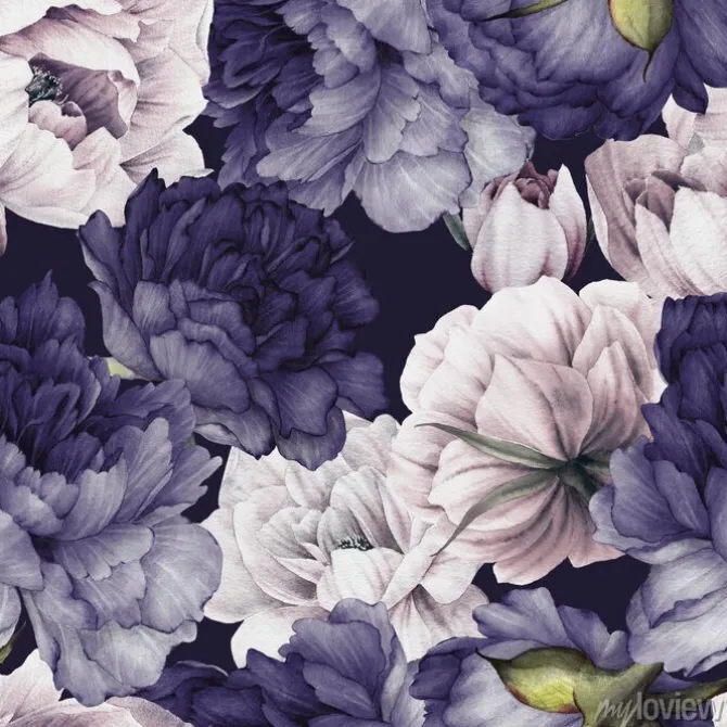 Tapeta: Seamless floral pattern with flowers on summer background, watercolor