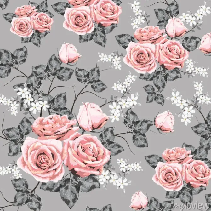 Tapeta: Seamless pattern beautiful pink rose vintage flowers on abstract