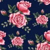 Tapeta: Seamless pattern beautiful pink rose flowers on dark blue color