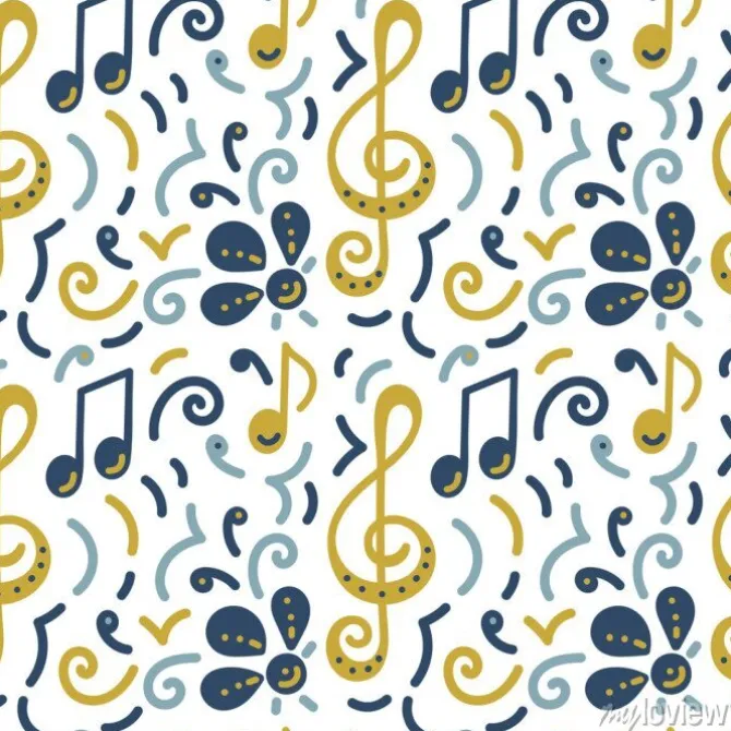 Tapeta: Seamless pattern. doodle vector background, music concert festival.