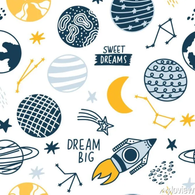 Tapeta: Seamless pattern of space elements