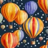 Tapeta: Seamless pattern of a hot air balloon, moon, clouds, stars, and