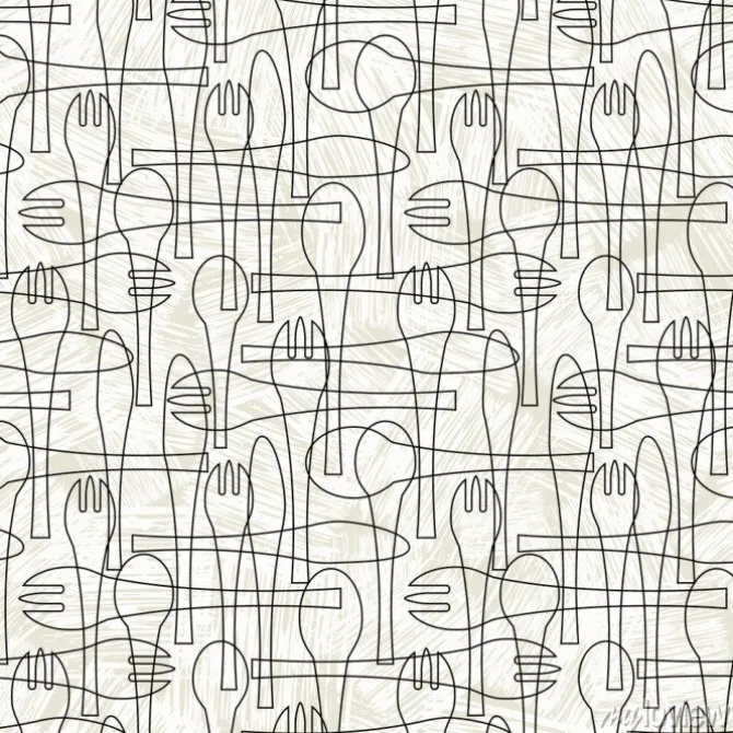 Tapeta: Seamless pattern of forks, spoons and knives. retro mid century