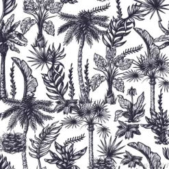 Tapeta: Seamless pattern with graphic tropical trees such as palm, banana,