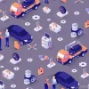 Tapeta: Seamless pattern with car repair service concept