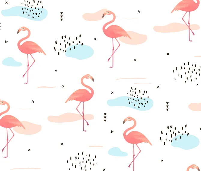 Tapeta: Seamless pattern with pink flamingos