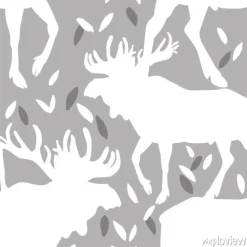 Tapeta: Seamless pattern with moose vintage style. an adult elk with