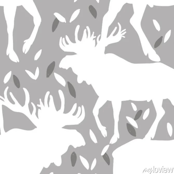 Tapeta: Seamless pattern with moose vintage style. an adult elk with