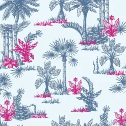 Tapeta: Seamless pattern with graphic tropical trees such as palm, banana,