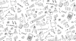 Tapeta: Seamless pattern with hand drawn school, doodle and back to school