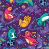 Tapeta: Seamless pattern with flying bunnies, comets and stars. vector
