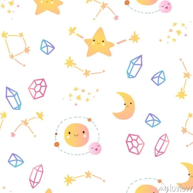 Tapeta: Seamless pattern with stars and planets.