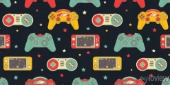 Tapeta: Seamless retro pattern with joysticks. video game controller