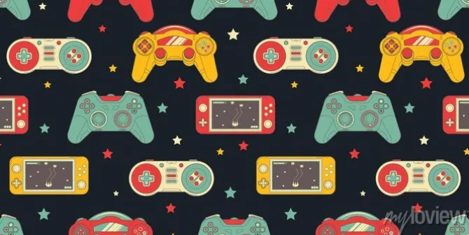 Tapeta: Seamless retro pattern with joysticks. video game controller