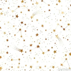 Tapeta: Seamless space pattern with gold comets, constellations and stars