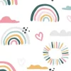 Tapeta: Seamless vector pattern with hand drawn rainbows and sun.