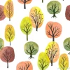 Tapeta: Seamless watercolor autumn trees pattern. vector abstract autumn