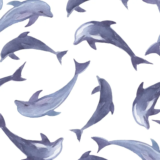Tapeta: Seamless watercolor pattern with cute dolphins