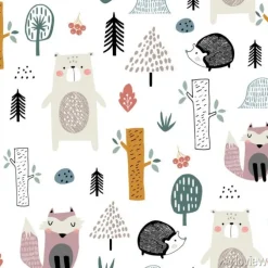 Tapeta: Skandynawski motyw ze zwierzętami leśnymi