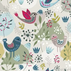 Tapeta: Skandynawski wzór sztuki ludowej. idealny do tkanin, tapet, artykułów