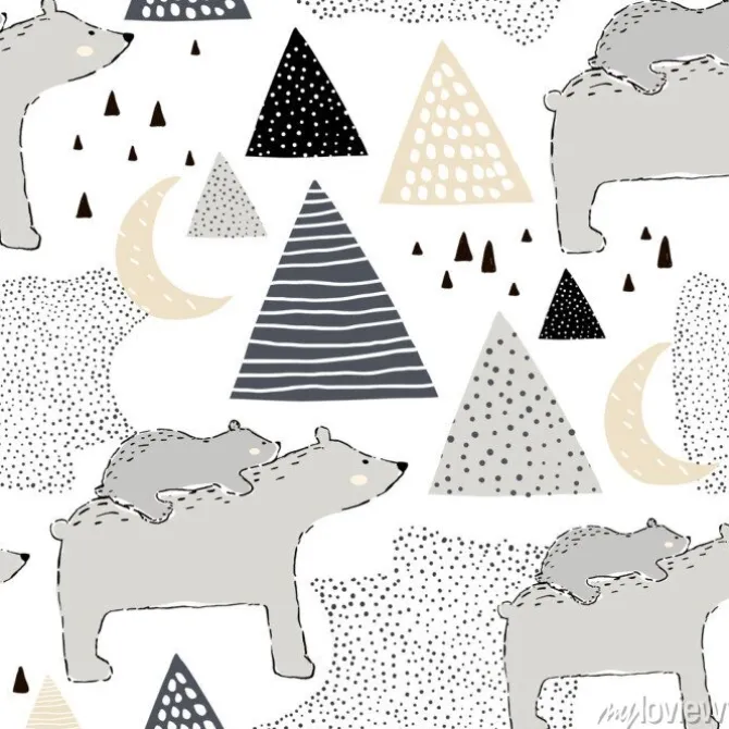 Tapeta: Skandynawski wzór z niedźwiedziami