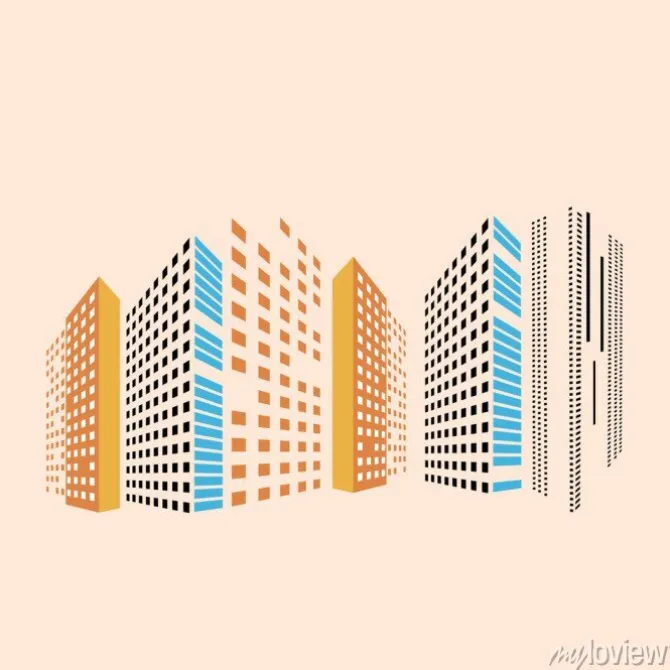 Tapeta: Streszczenie panorama budynku na ulicy w mie? cie