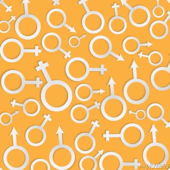 Tapeta: Stylowy tła bezszwowych deseń z białego i szarym 3d ikony płci