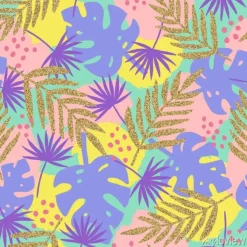 Tapeta: Stylowy tropikalny tło z elementami złoty blask. wektorowa ręka