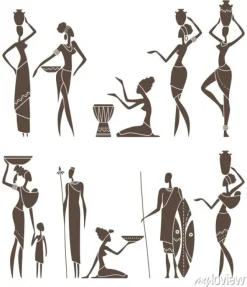 Tapeta: Sylwetki rodzimych mężczyzn i kobiet afrykańskich