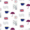 Tapeta: Symbole brytyjskie wektor szwu. znaczki pocztowe, parasol, flagi