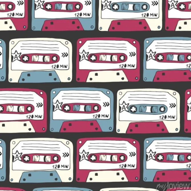 Tapeta: Symbole muzyki. jednolite wzór kaset ratro. rock b