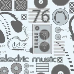 Tapeta: Szaro-czarny wzór z ikonami sprzętu audio i elektroniki