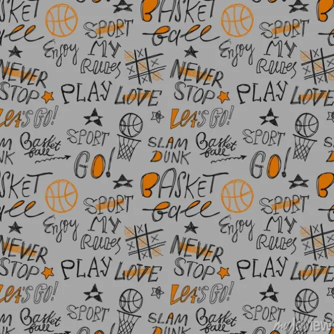 Tapeta: Szkic odręczny wzór koszykówki. napis, hasło typografii. sportowy