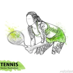 Tapeta: Szkic ręczny amerykańskiego tenisisty. ilustracja wektora sportu.