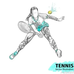 Tapeta: Szkic ręczny amerykańskiego tenisisty. ilustracja wektora sportu.