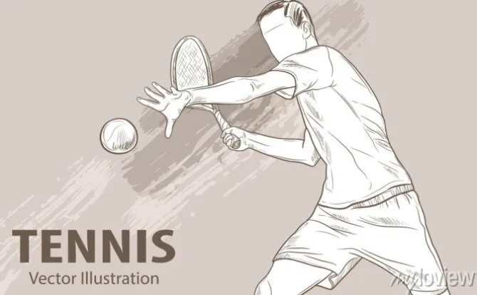 Tapeta: Szkic ręczny profesjonalnego tenisisty. ilustracja wektora sportu.