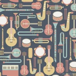 Tapeta: Szwu z instrumentów muzycznych. na ciemnym tle