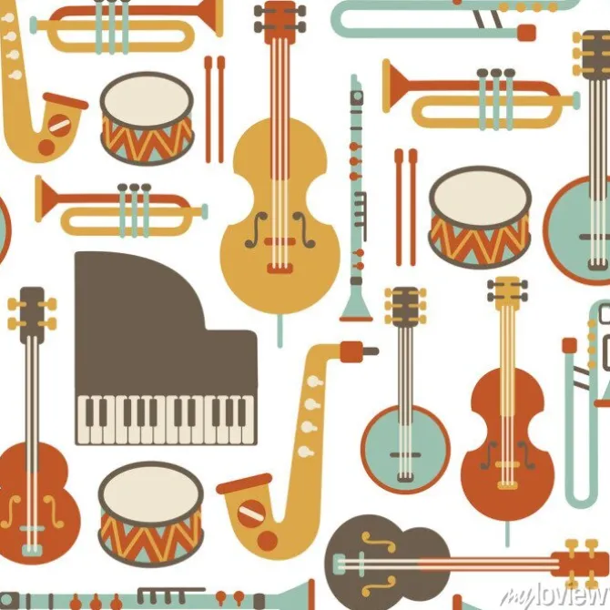 Tapeta: Szwu z instrumentów jazzowych. samodzielnie na białym tle