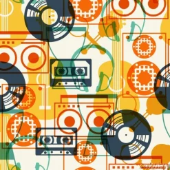 Tapeta: Szwu z instrumentów muzycznych w stylu projektowania płaskiego.