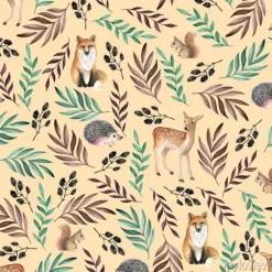 Tapeta: Szwu z lisów, jeleni, jeży. ręcznie rysowane akwarela