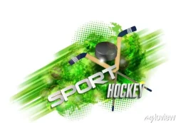 Tapeta: Tło wektor z hokeja sportowego tekst, sprzęt, kij hokejowy i