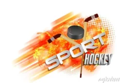 Tapeta: Tło wektor z hokeja sportowego tekst, sprzęt, kij hokejowy i