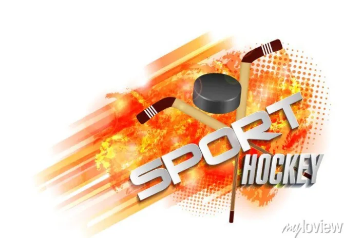 Tapeta: Tło wektor z hokeja sportowego tekst, sprzęt, kij hokejowy i