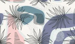 Tapeta: Tropical leaves hand drawn seamless pattern. botanical trendy