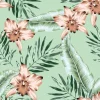Tapeta: Tropical pink orchid flowers, banana palm leaves, mint green