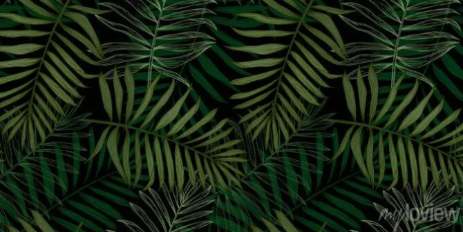 Tapeta: Tropical seamless pattern with palm leaves. modern abstract design