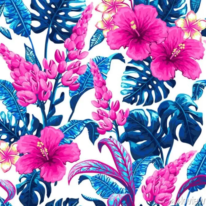 Tapeta: Tropikalna bez szwu deseń z liści palmowych.