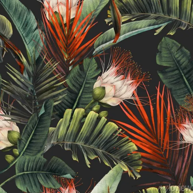 Tapeta: Tropikalne czerwone kwiaty